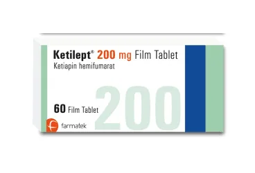 Ketiapin içeren tablet: KETILEPT 200 MG 60 TABLET kutusu. Üretici: FARMA-TEK İLAÇ SANAYİ VE TİCARET A.Ş.