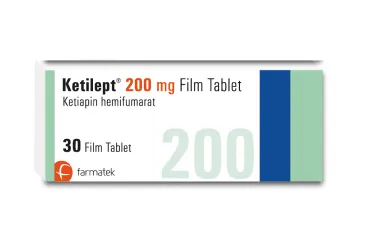 KETILEPT 200 MG 30 TABLET ürün ambalajı. Ketiapin içeren tablet. Üretici: FARMA-TEK İLAÇ SANAYİ VE TİCARET A.Ş.