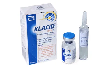 KLACID IV 500 MG 1 ENJEKTABL FLAKON (klaritromisin) kutu fotoğrafı, flakon. Üretici: ABBOTT LABORATUARLARI İTHALAT İHRACAT VE TİCARET LİMİTED ŞİRKETİ.