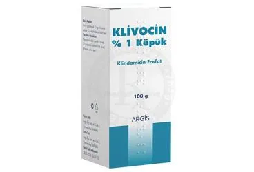 Klindamisin -topikal içeren KLIVOCIN %1 KOPUK (100 G) kutu fotoğrafı. Üretici: ARGİS İLAÇ SANAYİ VE TİCARET ANONİM ŞİRKETİ.