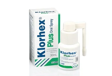 KLORHEX PLUS 2.5 MG/ML + 1.2 MG/ML ORAL SPREY, COZELTI, 30 ML ürün ambalajı. Flurbiprofen +  klorheksidin içeren çözelti. Üretici: DROGSAN İLAÇLARI SAN. VE TİC. A.Ş.