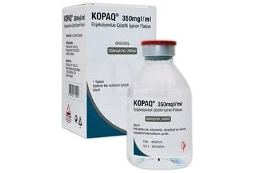 KOPAQ 350 MG I/ML ENJEKSIYONLUK COZELTI ICEREN FLAKON (200 ML 1 FLAKON) kutu fotoğrafı, çözelti formunda ioheksol içerir. Üretici: KOÇSEL İLAÇ SANAYİ VE TİCARET ANONİM ŞİRKETİ.