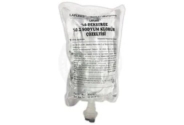 LAFLEKS %5 DEKSTROZ %0,2 SODYUM KLORUR COZELTISI 500 ML(SETSIZ) PP TORBA kutusu, çözelti formunda dekstroz + sodyum klorur içerir. Üretici: HAVER TRAKYA İLAÇ SANAYİ VE TİCARET ANONİM ŞİRKETİ.