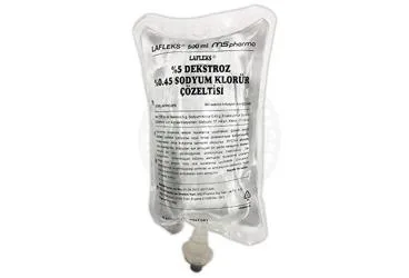LAFLEKS %5 DEKSTROZ %0,45 SODYUM KLORUR COZ. 500 ML SETLI ambalajı. Etkin maddesi dekstroz + sodyum klorur. Üretici: HAVER TRAKYA İLAÇ SANAYİ VE TİCARET ANONİM ŞİRKETİ.