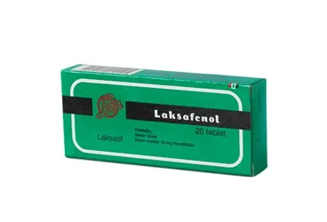 LAKSAFENOL 50 MG 20 TABLET (fenolftalein) kutu fotoğrafı, tablet. Üretici: LİBA LABORATUARLARI A.Ş.