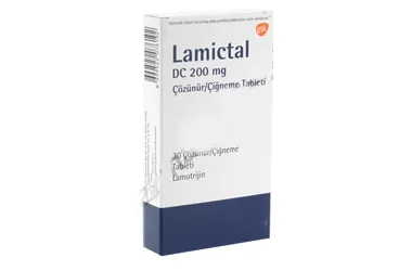 LAMICTAL DC 200 MG ÇÖZÜNÜR 30 ÇİĞNEME TABLETİ (lamotrijin) kutusu, çiğneme tableti. Üretici: GLAXOSMİTHKLİNE İLAÇLARI SAN. VE TİC. A.Ş.