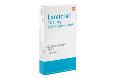 Lamotrijin içeren çiğneme tableti: LAMICTAL DC 50 MG COZUNUR/CIGNEME TABLETI (30 TABLET) kutu fotoğrafı. Üretici: GLAXOSMİTHKLİNE İLAÇLARI SAN. VE TİC. A.Ş.