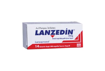LANZEDIN 30 MG ENTERIK KAPLI MIKROPELLET ICEREN KAPSUL (14 KAPSUL) (lansoprazol) ambalajı, kapsül. Üretici: BİOFARMA İLAÇ SANAYİ VE TİCARET A.Ş.