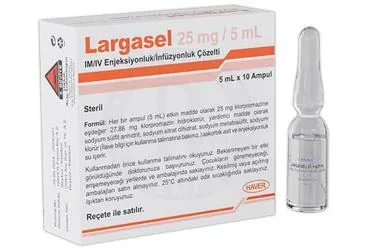 LARGASEL 25 MG/5 ML I.M./I.V. ENJEKSIYONLUK/INFUZYONLUK COZELTI (10 AMPUL) (klorpromazin hidroklorür) kutu fotoğrafı, çözelti. Üretici: HAVER FARMA İLAÇ ANONİM ŞİRKETİ.