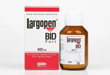 LARGOPEN FORT 400 MG ORAL SUSPANSIYON HAZIRLAMAK ICIN KURU TOZ (100 ML) kutu fotoğrafı. Amoksisilin içeren oral süspansiyon. Üretici: BİLİM İLAÇ SANAYİİ VE TİCARET A.Ş.