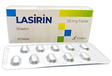 LASIRIN 20 MG TABLET (20 TABLET) ürün ambalajı. Bilastin içeren tablet. Üretici: TERRA İLAÇ VE KİMYA SAN. TİC. A.Ş.