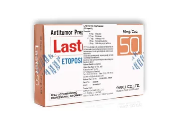 LASTET 50 MG 20 KAPSUL kutu fotoğrafı, kapsül formunda etoposid içerir. Üretici: ONKO İLAÇ SANAYİ VE TİCARET ANONİM ŞİRKETİ.
