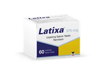 Ranolazin içeren tablet: LATIXA 375 MG UZATILMIS SALIMLI 60 TABLET kutu fotoğrafı. Üretici: MENARİNİ İLAÇ SANAYİ VE TİCARET A.Ş.