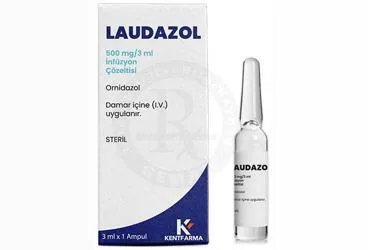 LAUDAZOL 500 MG/3 ML INFUZYON COZELTISI 1 AMPUL (ornidazol) ambalajı, çözelti. Üretici: KENTFARMA İLAÇ ANONİM ŞİRKETİ.