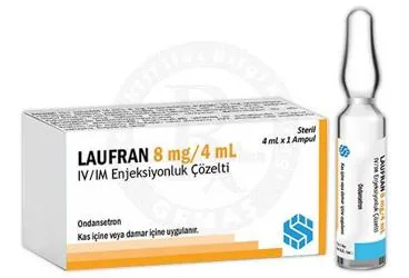 Ondansetron hcl içeren çözelti: LAUFRAN 8 MG/4 ML ENJEKSIYONLUK COZELTI 1 AMPUL ambalajı. Üretici: SM PHARMA İLAÇ SANAYİ LİMİTED ŞİRKETİ.