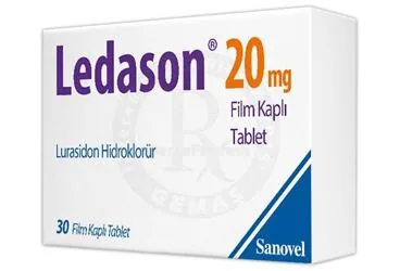 LEDASON 20 MG FILM KAPLI TABLET (30 ADET) kutusu. Lurasidon içeren film kaplı tablet. Üretici: SANOVEL İLAÇ SANAYİ VE TİCARET ANONİM ŞİRKETİ.