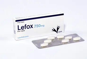LEFOX 750 MG FILM TABLET (7 TABLET) (levofloksasin) ürün ambalajı, film kaplı tablet. Üretici: VEM İLAÇ SAN. VE TİC. ANONİM ŞİRKETİ.