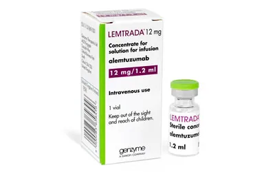 Alemtuzumab içeren çözelti: LEMTRADA 12 MG /1.2 ML INFUZYONLUK COZELTI HAZIRLAMAK ICIN KONSANTRE kutu fotoğrafı. Üretici: SANOFİ SAĞLIK ÜRÜNLERİ LTD. ŞTİ.