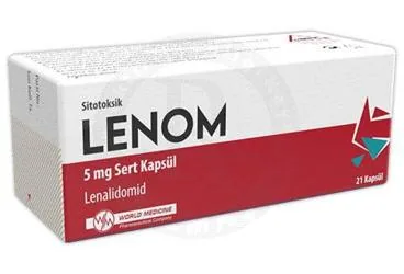 LENOM 5 MG SERT KAPSUL (21 KAPSUL) (lenalidomid) kutusu, kapsül. Üretici: WORLD MEDICINE İLAÇ SAN. VE TİC. A.Ş.