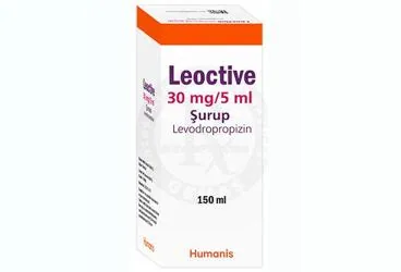Levodropropizin içeren şurup: LEOCTIVE 30 MG/5 ML 150 ML SURUP ambalajı. Üretici: HUMANİS SAĞLIK ANONİM ŞİRKETİ.