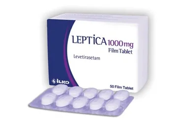 LEPTICA 1000 MG 50 FILM TABLET (levetirasetam) ürün ambalajı, film kaplı tablet. Üretici: İLKO İLAÇ SAN. VE TİC. A.Ş.
