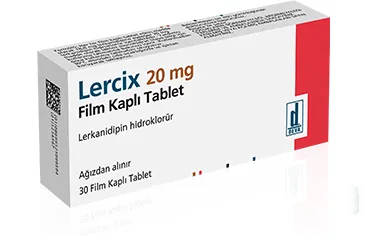 LERCIX 20 MG FILM KAPLI TABLET (30 TABLET) ambalajı, film kaplı tablet formunda lerkanidipin hcl içerir. Üretici: DEVA HOLDİNG ANONİM ŞİRKETİ.