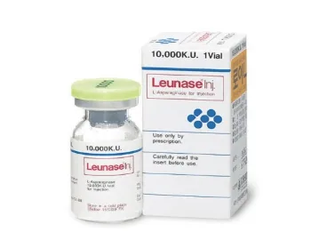 L-asparaginaz içeren flakon: LEUNASE 10000 IU 1 FLAKON ambalajı. Üretici: ONKO İLAÇ SANAYİ VE TİCARET ANONİM ŞİRKETİ.