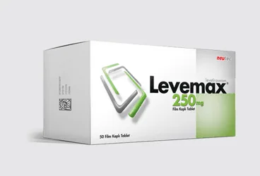 LEVEMAX 250 MG 200 FİLM TABLET (levetirasetam) kutu fotoğrafı, film kaplı tablet. Üretici: NEUTEC İLAÇ SAN. TİC. A.Ş.