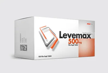 LEVEMAX 500 MG 100 FİLM TABLET kutu fotoğrafı. Levetirasetam içeren film kaplı tablet. Üretici: NEUTEC İLAÇ SANAYİ TİCARET ANONİM ŞİRKETİ.