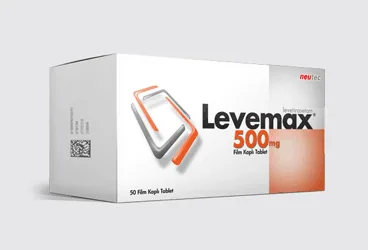 Levetirasetam içeren film kaplı tablet: LEVEMAX 500 MG 50 FİLM TABLET kutu fotoğrafı. Üretici: NEUTEC İLAÇ SANAYİ TİCARET ANONİM ŞİRKETİ.