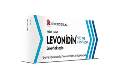 LEVONIDIN 500 MG 7 FİLM TABLET kutu fotoğrafı, film kaplı tablet formunda levofloksasin içerir. Üretici: RECORDATİ İLAÇ SANAYİ VE TİCARET ANONİM ŞİRKETİ.