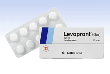 LEVOPRONT 60 MG 20 TABLET kutu fotoğrafı, tablet formunda levodropropizin içerir. Üretici: ABDİ İBRAHİM İLAÇ SANAYİ VE TİCARET A.Ş.