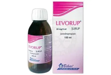 LEVORUP 30 MG/5 ML 150 ML SURUP kutu fotoğrafı, şurup formunda levodropropizin içerir. Üretici: BİKAR İLAÇ SANAYİ VE TİCARET ANONİM ŞİRKETİ.