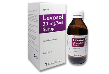 LEVOSOL 30 MG/5 ML 150 ML SURUP (levodropropizin) kutu fotoğrafı, şurup. Üretici: KOÇAK FARMA İLAÇ VE KİMYA SANAYİ A.Ş.