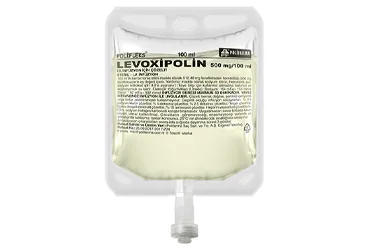 LEVOXIPOLIN 500 MG/ 100 ML IV INF. COZELTISI (100 ML) kutu fotoğrafı. Levofloksasin içeren çözelti. Üretici: POLİFARMA İLAÇ SAN. VE TİC. A.Ş.