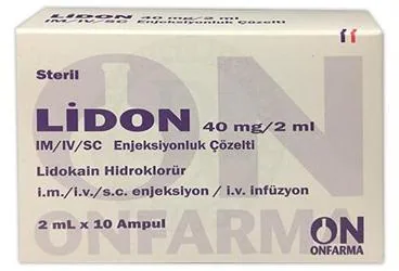 LIDON 40 MG / 2 ML IM/IV/SC ENJEKSIYONLUK COZELTI ( 10 AMPUL ) (lidokain hcl) kutu fotoğrafı, çözelti. Üretici: ONFARMA İLAÇ SANAYİ LİMİTED ŞİRKETİ.