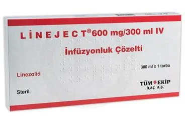 LINEJECT 600 MG/300 ML IV INFUZYONLUK COZELTI (1 ADET) (linezolid) kutusu, çözelti. Üretici: TÜM - EKİP İLAÇ A.Ş.
