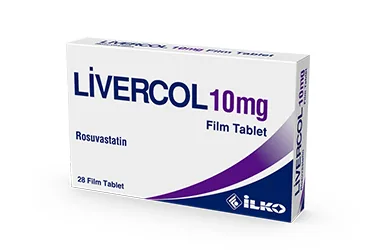 Rosuvastatin içeren film kaplı tablet: LIVERCOL 10 MG 28 FILM TABLET kutu fotoğrafı. Üretici: İLKO İLAÇ SAN. VE TİC. A.Ş.