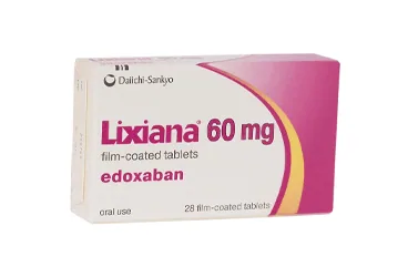 Edoksaban içeren film kaplı tablet: LIXIANA 60 MG 28 FILM KAPLI TABLET ambalajı. Üretici: DAIICHI SANKYO İLAÇ TİCARET LİMİTED ŞİRKETİ.
