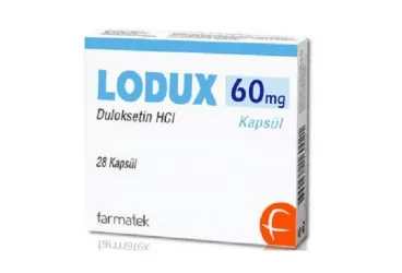 LODUX 60 MG GASTRO-REZISTAN SERT KAPSUL (28 KAPSUL) (duloksetin) ürün ambalajı, kapsül. Üretici: NOBEL SAĞLIK ÜRÜNLERİ LTD ŞTİ.