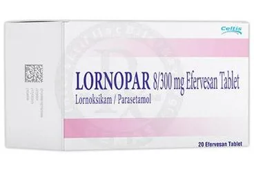 Lornoksikam + parasetamol içeren efervesan tablet: LORNOPAR 8/300 MG 20 EFERVESAN TABLET kutu fotoğrafı. Üretici: CELTİS İLAÇ SANAYİ VE TİCARET ANONİM ŞİRKETİ.