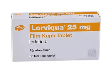 LORVİQUA 25 MG FİLM KAPLI TABLET ,100 ADET (lorlatinib) ambalajı, film kaplı tablet. Üretici: PFİZER PFE İLAÇLARI A.Ş.