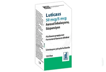 Formoterol + flutikazon içeren inhalasyon aerosolü: LUTICASS 50 MCG/ 5 MCG AEROSOL INHALASYONU, SUSPANSIYON (120 DOZ) kutu fotoğrafı. Üretici: DEVA HOLDİNG ANONİM ŞİRKETİ.