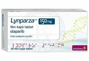 LYNPARZA 150 MG FILM KAPLI TABLET (56 TABLET) kutu fotoğrafı, film kaplı tablet formunda olaparib içerir. Üretici: ASTRAZENECA İLAÇ SAN.VE TİC.LTD.ŞTİ.