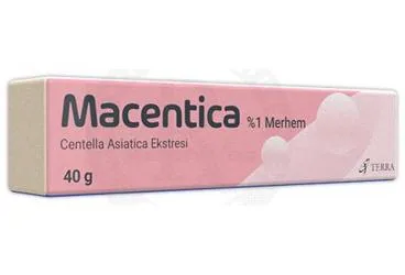 MACENTICA %1 MERHEM 40 GR (centella asiatica ekstresi) kutu fotoğrafı, merhem. Üretici: TERRA İLAÇ VE KİMYA SAN. TİC. A.Ş.