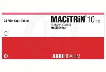 MACITRIN 10 MG 28 FILM KAPLI TABLET kutu fotoğrafı. Masitentan içeren film kaplı tablet. Üretici: ABDİ İBRAHİM İLAÇ SANAYİ VE TİCARET A.Ş.