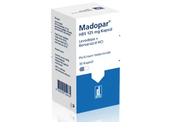 MADOPAR HBS 125 MG 30 KAPSUL ambalajı, kapsül formunda levodopa + benserazid hcl içerir. Üretici: DEVA HOLDİNG ANONİM ŞİRKETİ.