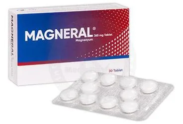 MAGNERAL 365 MG TABLET (30 TABLET) kutusu, tablet formunda magnezyum içerir. Üretici: BERAT BERAN İLAÇ SAN. VE TİC. LTD. ŞTİ.