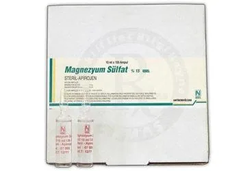MAGNEZYUM SULFAT %15 BIOSEL 10MLX100 AMPUL (magnezyum) ambalajı, ampul. Üretici: OSEL İLAÇ SANAYİ VE TİCARET ANONİM ŞİRKETİ.