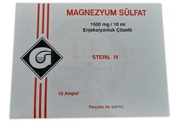 MAGNEZYUM SULFAT 1500 MG /10 ML ENJEKSIYONLUK COZELTI (10 AMP) kutu fotoğrafı, çözelti formunda magnezyum içerir. Üretici: GALEN İLAÇ SAN.VE TİC.A.Ş.